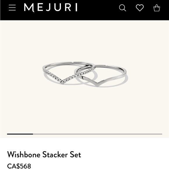 Mejuri wishbone ring set - white gold and diamonds - Picture 1 of 9